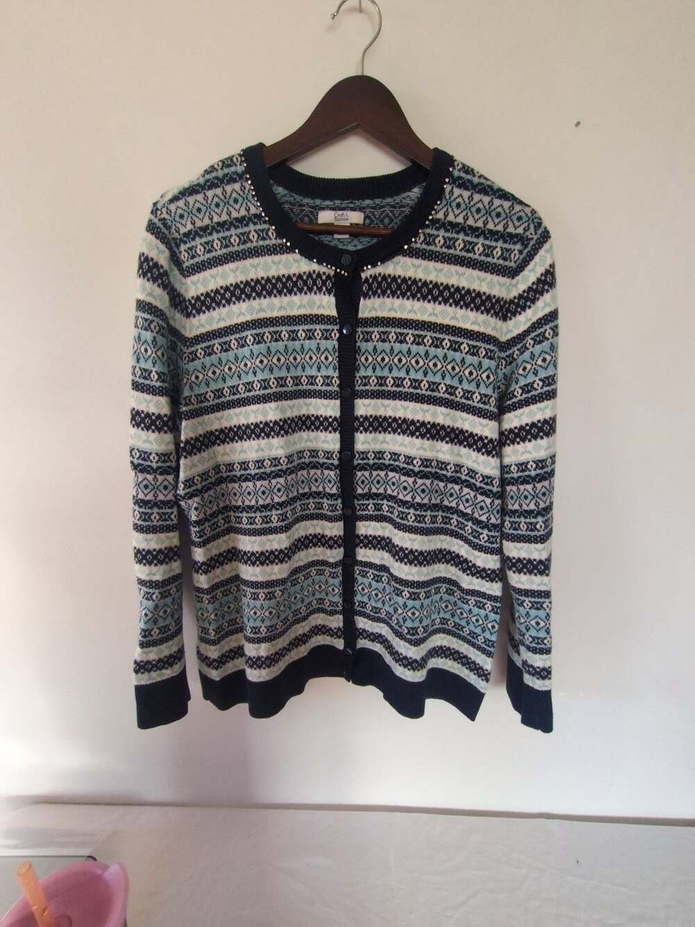 Croft & Barrow Cardigan Sweater Fair Isle Blue